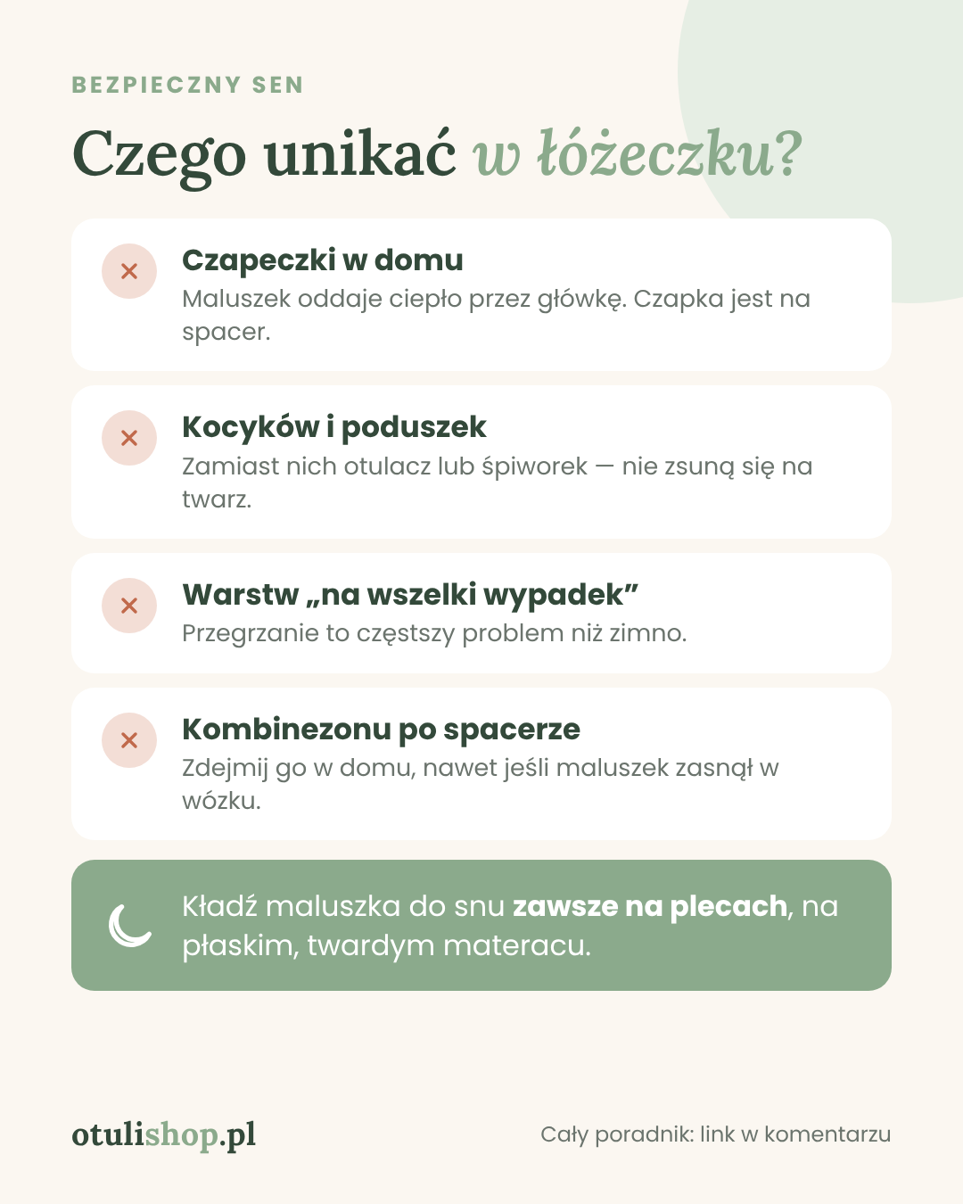 Czego unikać przy ubieraniu noworodka do snu – czapeczka, kocyki, za dużo warstw